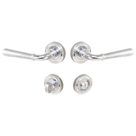 Beschläge Hamburg Door Handles Door Fitting Emily ART 70-07 MPC WC - Door Handles with Toilet Lock for Bathroom and Toilet - Handle Set / Door Handle Sanitary Interior Doors, Polished Chrome