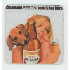 Peroni Beer COASTER - Italian Cerveza - Sexy Blonde with Puppy