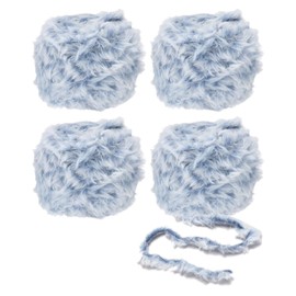 PATIKIL 35yds Faux Fur Yarn, 4 Skeins Fuzzy Yarn Crochet Fluffy Yarn Soft Chunky Polyester Plush Fur Eyelash for Crocheting Knit Blanket Rug Sweater Scarf Hat Bear Craft, Blue White