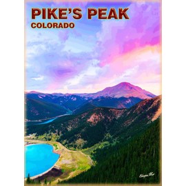 Magnet Pike's Peak Colorado United States America Travel Advertisement Magnet Print