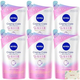 Kao Nivea Cream Care Body Wash W Water Retention Beautiful Skin Refill Floral Bouquet Scent 11.8 fl oz (350 ml) Set of 6 + Kunutonn Original Logo e Bonus
