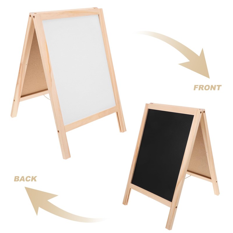 Toyvian Standing Art Easel for Kids - Double-Sided Wooden Blackboard,