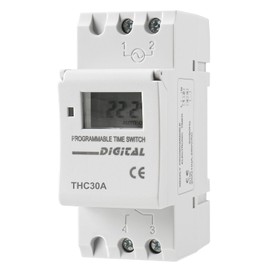Baomain Digital LCD Power Weekly Programmable Timer 30A Amp 32 ON & 32 Off Repeat Time Switch (THC30A, 110VAC)