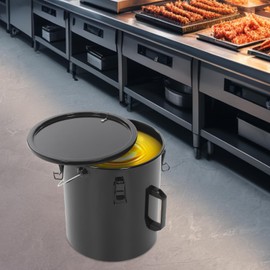 6 Gal Fryer Grease Bucket, Oil Disposal Caddy, Steel Fryer Oil Transport Container with Filter Bag, Deep Fryer Oil Disposal Container with Lid & Lock Clips for Cooking