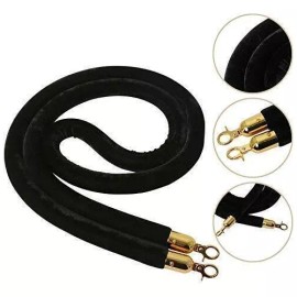 Cuerda de Terciopelo Gamuza para Postes  Control de multitudes 2 Cuerda Negra Postes Vip Negro Y Dorado Delimitador Filas