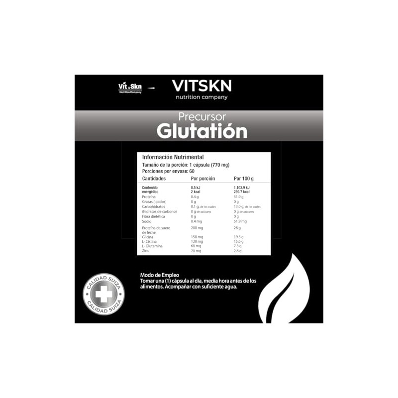 Precursor de Glutatin Skin Vit 60 Cpsulas Frmula Super Premium