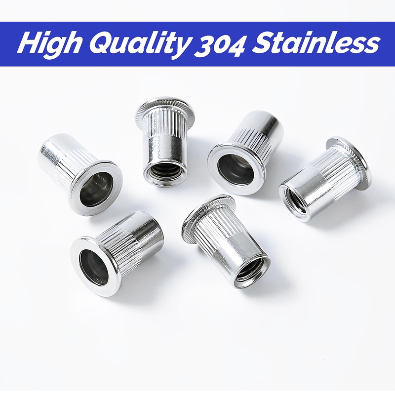 70 Pcs Rivet Nuts M5, 304 Stainless Steel Flat Head