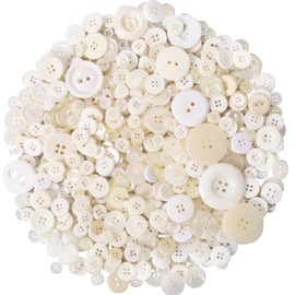 Tnstk 650 Pcs Buttons Round Resin Buttons 2 and 4 Holes Assorted Buttons for Sewing Crafts DIY Projects Button Painting Craft Buttons (White)