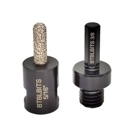 BTBLBITS Diamond Mortar Raking Bit 5/16" x 1" Router Bits with 5/8-11 Thread Plus 3/8" Hex Shank Adapter for Tuck Pointing Granite Marble Masonry Brick Stone Removal