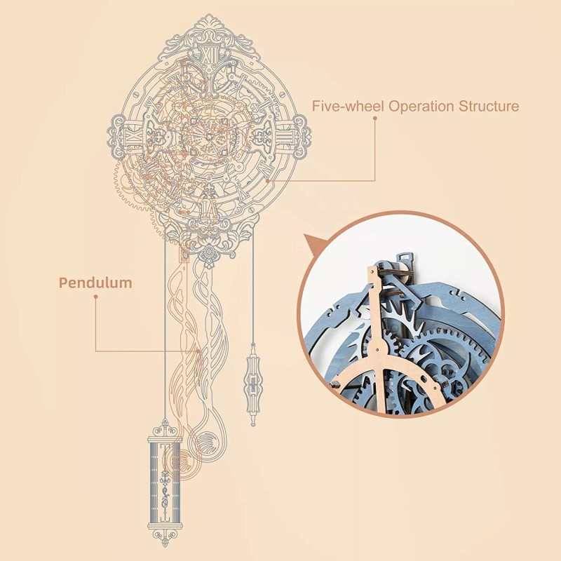 ROKR 3D Wooden Puzzles for Adults-DIY Wall Quartz Clock Kits