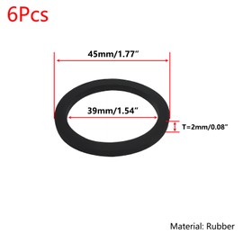 Qrity Pack of 6 O-ring sealing rubber, flat seals for hose connections, round seal, seal for hose, OD 45 mm, ID 39 mm