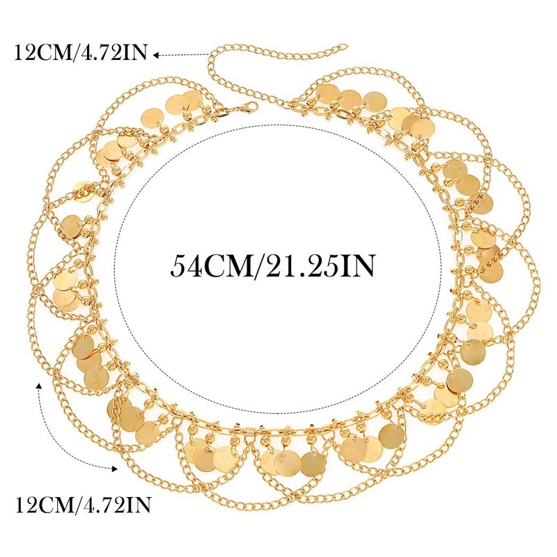 Fashey Sequins Head Chain Gold Tassels Hair Chain Boho Headpiece