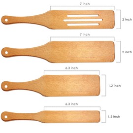 Kuchengerate Wooden Spurtles Kitchen Serving Curved Tools-Cookware - Set of 4 - Stir Scoop Serve and Spread Non-Coated Wood Spoon Spatula Eco Friendly Kitchen Utensils Tools - Boxed Best Gift Idea