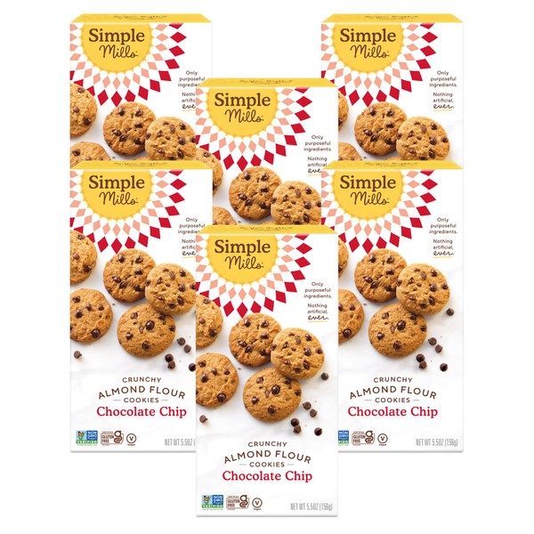 Simple Mills Almond Flour Crunchy Cookies, Chocolate Chip - Gluten