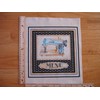 Dan Morris RJR Retro Blue Sewing Machine " Mend " Cotton Quilt Fabric Block 9" x 9"