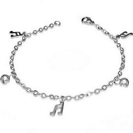 My Daily Styles Stainless Steel Silver-Tone Music Musical Clef Adjustable Link Chain Bracelet