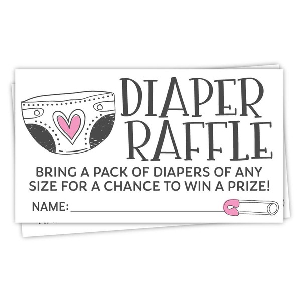 50 Cute Pink Diaper Doodle - Diaper Raffle Tickets - Girl Baby Shower Game