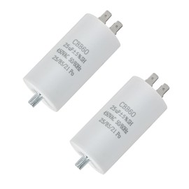2 x CBB60 25µF 450V Starting Capacitor 25uf for Single-Phase Motor, Motor Capacitor 40 x 70 mm, Voltage 450 V AC, Ideal for Washing Machines, Dryers, Pumps, Refrigerators