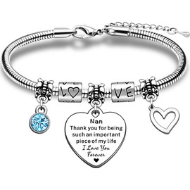 JMIMO Nan Bracelet Charm Nan Birthday Gifts Christmas Mothers Day Gift for Nan Thank You Nan Presents - Thank You For Being Sunch An Important Piece Of My Life