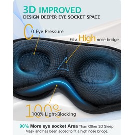 LC-dolida Bluetooth Sleep Mask Headphones 3D Deep Eye Mask with Headphones, Can Play 14 Hours Breathable Sleep Mask Blackout for Travel/Nap,Plane Travel Essentials with Travel Bag & 2 Sleep Earplugs