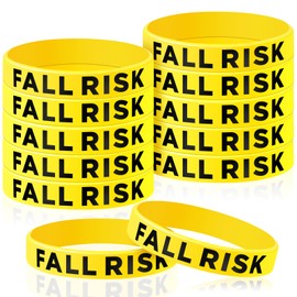 Sumind 12 Pcs Fall Risk Bracelet Emergency Alert Wristband for Elderly Patient Wristbands Fall Risk Silicone Rubber Bracelets for Men Women Old People Gifts(Yellow)
