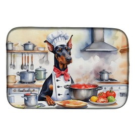Caroline's Treasures DAC6240DDM Doberman Pinscher The Chef Dish Drying Mat Absorbent Dish Drying Mat Pad for Kitchen Counter Dish Drainer Mat for Countertop, 14 x 21", Multicolor