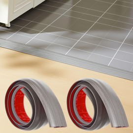 Pushglossy 2 Pcs 36 in Door Thresholds Floor Transition Strip for 1/2" to 3/5" Height Rubber Carpet Edge Trim Strip Self Adhesive Carpet Threshold Ramp for Doorway Wheelchair Gray