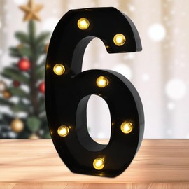 DyingSwan LED Marquee Numbers, Light Up Numbers for Party, Small Light Up Letters, Battery Powered Lighted Number for Birthday or Home Decor (Black, 6)