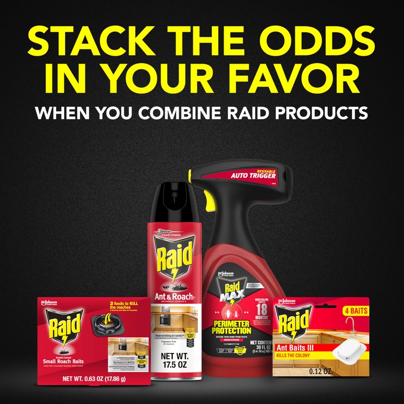 Raid Double Control Small Roach Baits, Child Resistant, For Indoor