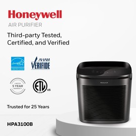 Honeywell PowerPlus HEPA Air Purifier for Home, 968 Ft² Rooms in 1 hour, Reduces Allergens, Dust, Pollen, All Smoke Types, Pet Dander and Odors, Black, HPA3100