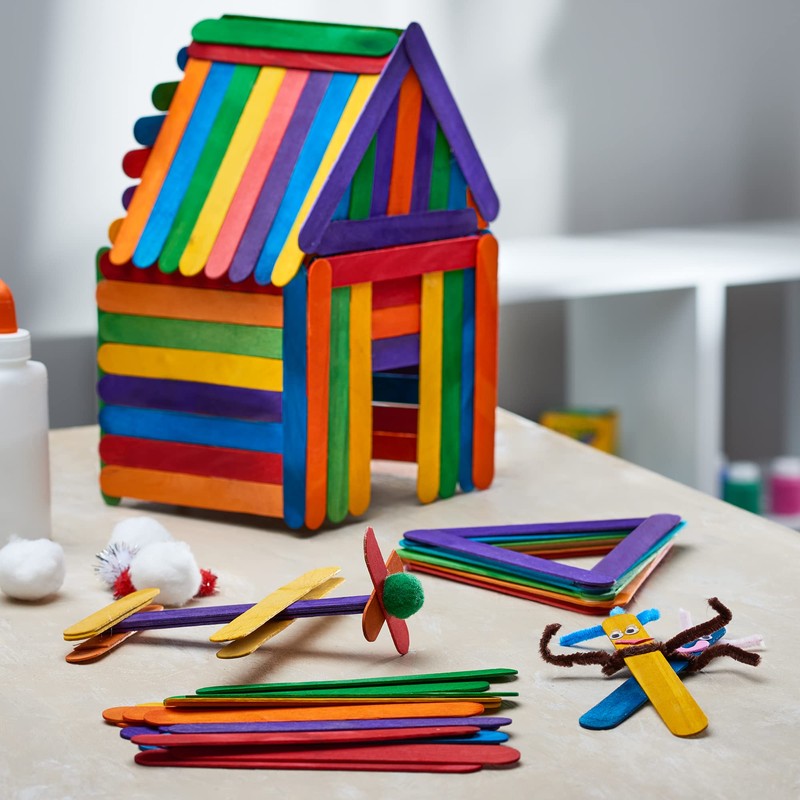 Colored Popsicle Sticks for Crafts - [100 Count] 6 Inch