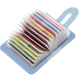 Shengxi Credit Card Holder for Men and Women, Soft Leather Wallet with Card Sleeves, ID Organiser, Card Case for 26 Cards, blue, Minimalist