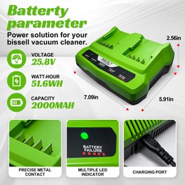 Dual Fast Charging Station Charger for Bissell Cleanview XR Series Stick Vacuum Battery 4054, Compatible with Bissell Powerclean XR Series Vacuum 3789,3797,3789U,etc.