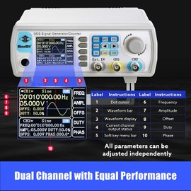 Professional Upgraded 15MHz DDS Signal Generator Counter, Seesii 2.4Inch LCD Display High Precision 200MSa/s Dual-Channel Arbitrary Waveform FG-615 Function Generator Frequency Meter