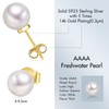KRKC Pearl Earrings, Round White AAAA+ Freshwater Cultured Pearl Earrings