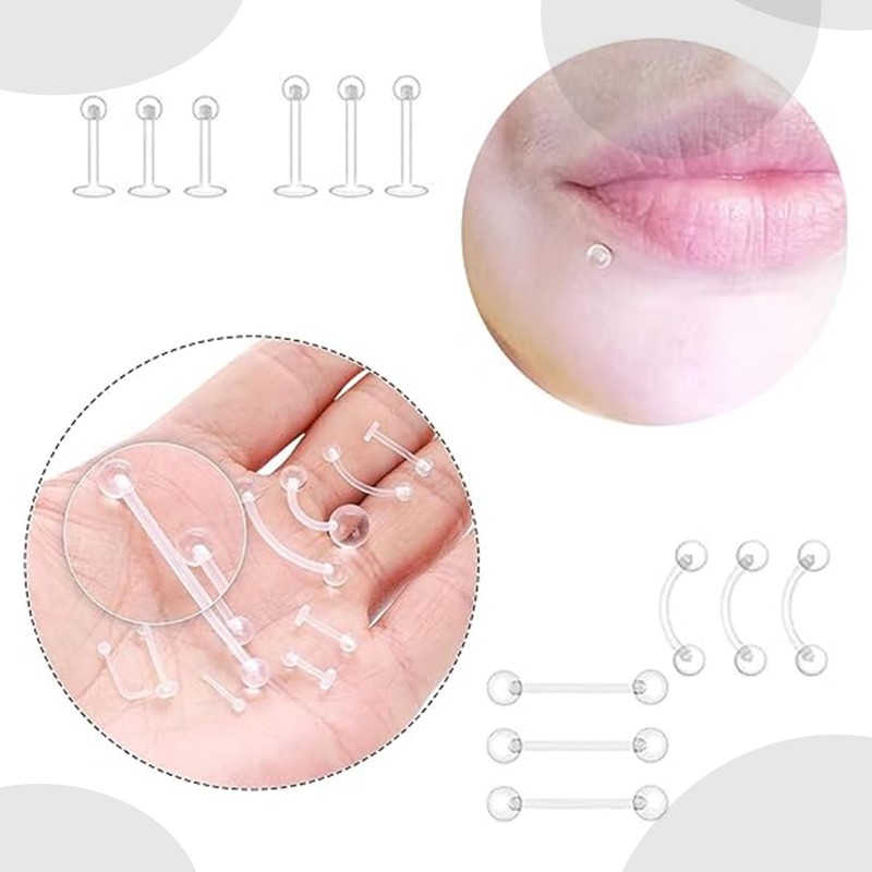 JOYVOX 33pcs Clear Piercing Retainers – Invisible Clear Nose Studs