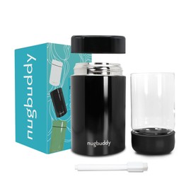 nugbuddy Airtight Storage Container - Vacuum Sealed Insulated w Nested Glass Jar - UV Protection, Temperature Controlled Stainless - Whiteboard Finish w Marker Included - 300 ml (3/4 Oz)