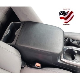 Car Console Covers Plus Made in USA Faux Leather Center Armrest Console Cover Designed for Toyota Tacoma 2015-2020 Black
