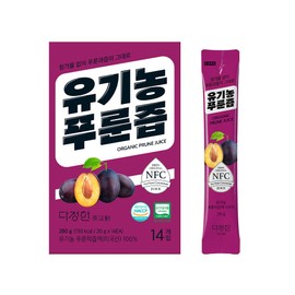Organic Prune Juice, 100% Pure NFC Juice, 280g (9.87oz), 20g x 14pcs (Single-Serve Stick Packets), Dajeongheon 다정헌 유기농푸룬즙
