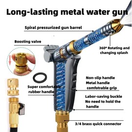 Garden Hose Nozzles,Hose Sprayer Nozzle Heavy Duty Metal Water Hose Spray Gun Nozzle with 3/4”GHT Thread Brass Hose Quick Connect Fitting, for Watering Plants,Lawn,Washing Cars,Pets Shower