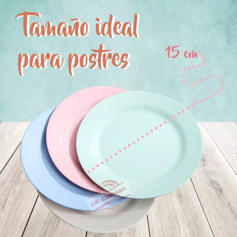 MIXIANG Set 8 Platos Redondo Fibra De Trigo Ecológicos Mx-019