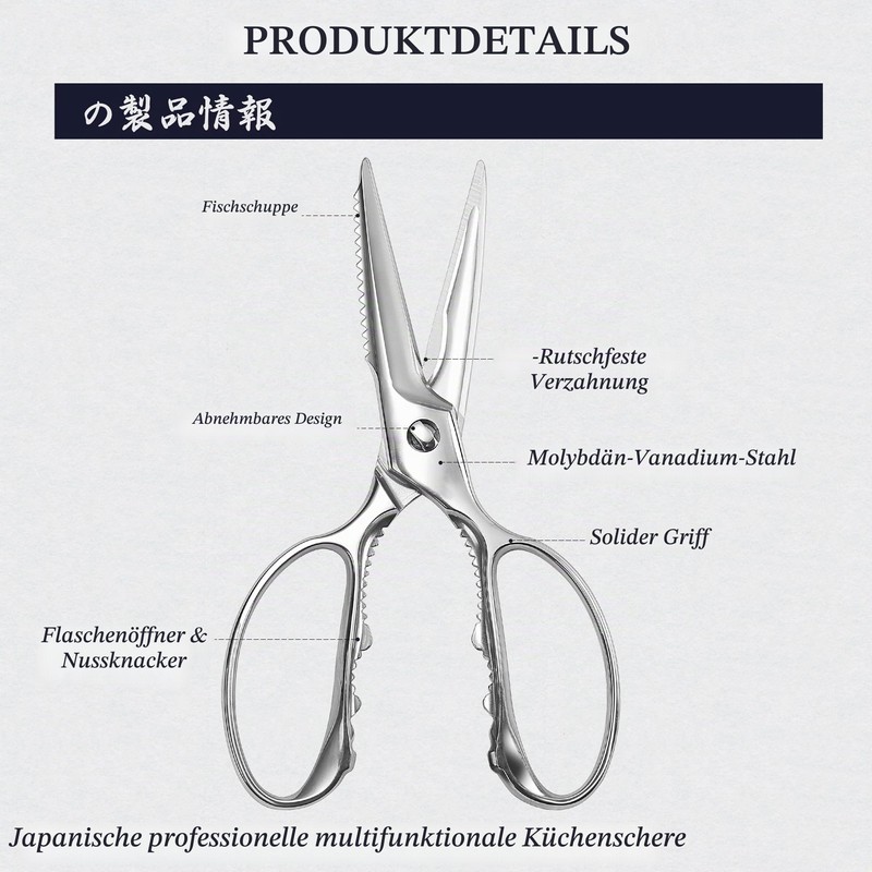 MITSUMOTO SAKARI 21 cm Japanese Multifunctional Kitchen Scissors