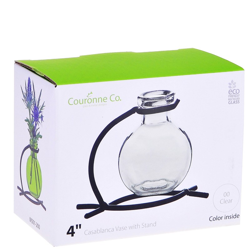 Couronne Company M501-200-09 Casablanca Recycled Glass Vase & Metal Stand,