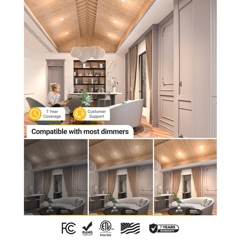 Sunco 6 Pack Adjustable Recessed Lighting LED, Gimbal Lights 6
