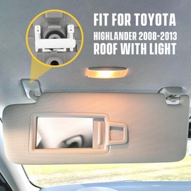 Left Driver Side Sun Visor Fit for Toyota Highlander (Roof with Light) 2008 2009 2010 2011 2012 2013, Replaces for 74320-48500-B0, Gray