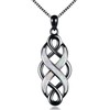 YFN Irish Celtic Knot Created Opal Pendant Necklace Sterling Silver