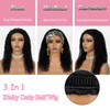 Kinky Curly Half Wig Human Hair Upgrade 3 In 1