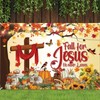 Leowefowa Thanksgiving Banner Polyester 10x8ft Fall for Jesus He Never