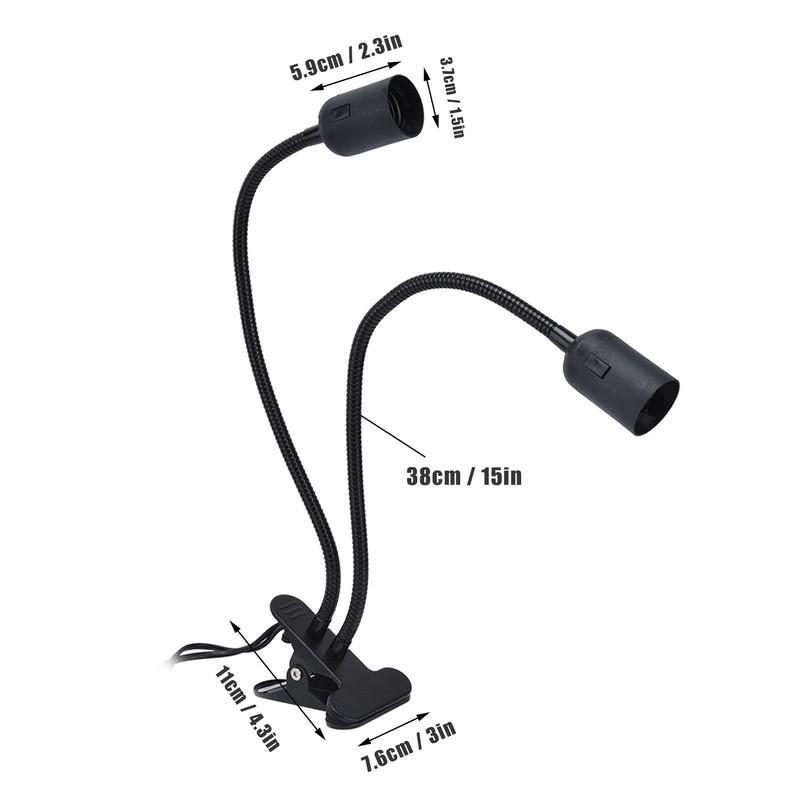 Table Lamp Holder E27/E26 Black Double Headed 360 Degree Adjustable