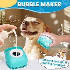 3PCS Dog Bath Brush | Dog Scrubber for Bath | Dog Shampoo Brush | Dog Washing/Shower Brush, Suitable for Short/Long Haired Dogs, Dog Brush for Shedding, Bathing, Massaging & Grooming (Blue Blue Green)